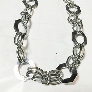 Premier Designs Silver Tone Hexagon Hoop Necklace